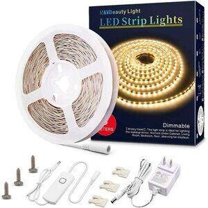 LED strip lights warm white dimmable adhesive rope light for kitchen bedroom